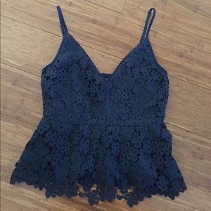 NWT Abercrombie Navy Lace Peplum Tank